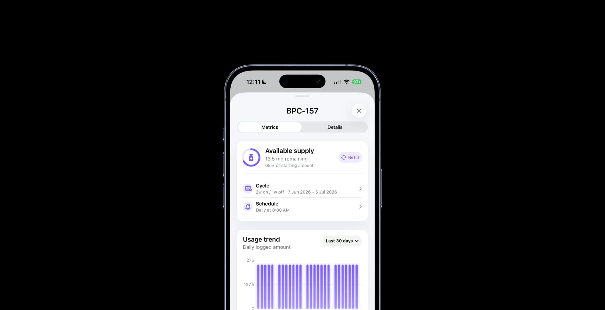 Loop compound progress screen on iPhone